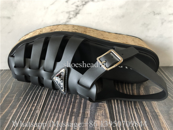 Prada Rubber Wedge Platform Sandals
