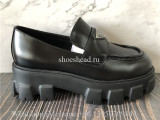 Prada Brushed Leather Monolith Loafers