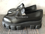 Prada Brushed Leather Monolith Loafers