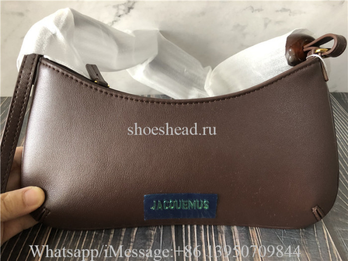 Jacquemus Le Bisou Perle Embellished Leather Shoulder Bag Brown