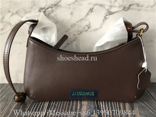 Jacquemus Le Bisou Perle Embellished Leather Shoulder Bag Brown