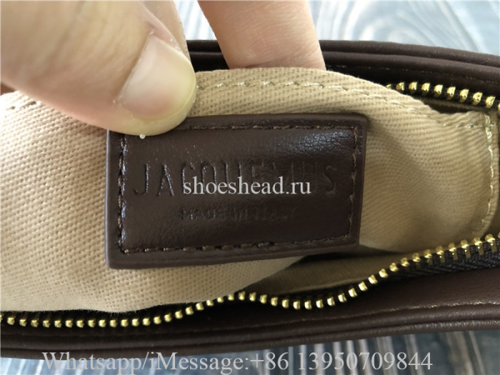 Jacquemus Le Bisou Perle Embellished Leather Shoulder Bag Brown