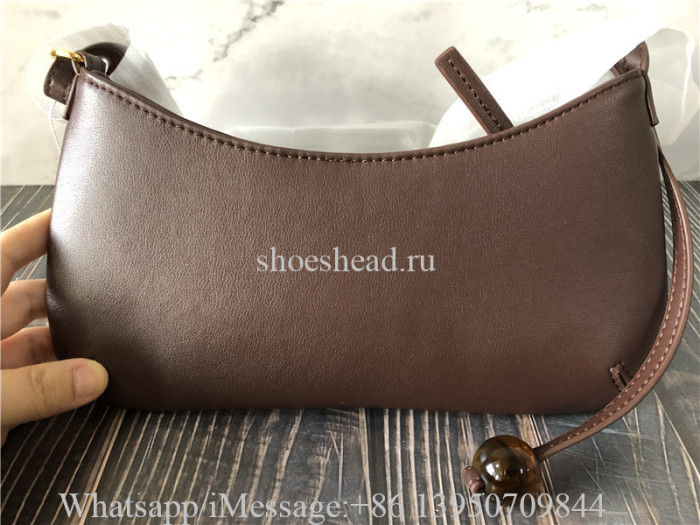Jacquemus Le Bisou Perle Embellished Leather Shoulder Bag Brown