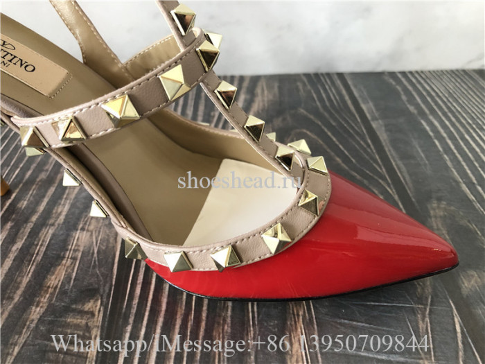Valentino Rockstud Ankle Strap Pump With Tonal Studs 100mm Red