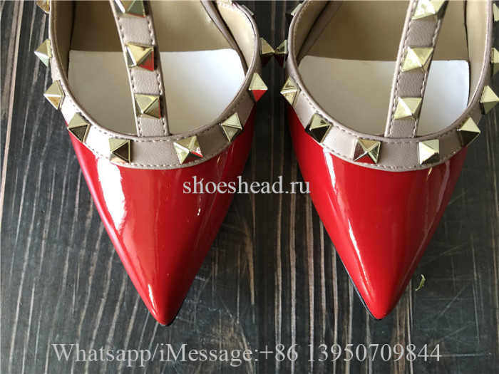 Valentino Rockstud Ankle Strap Pump With Tonal Studs 100mm Red