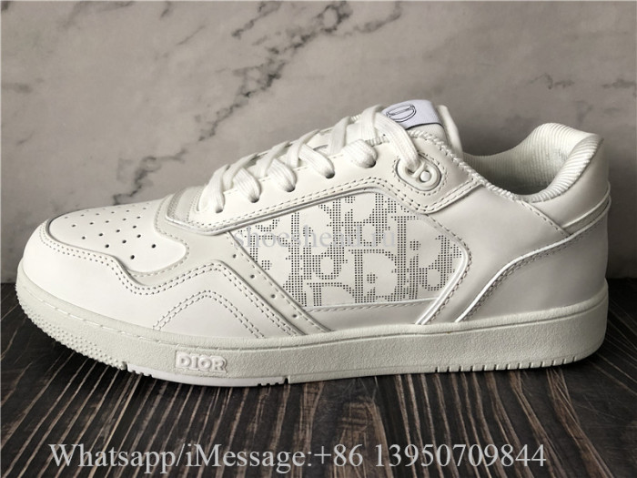 Christian Dior B27 Low Top Sneaker White Smooth Calfskin and Dior Oblique Galaxy Leather