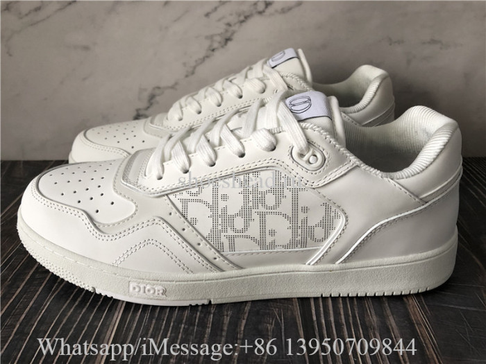 Christian Dior B27 Low Top Sneaker White Smooth Calfskin and Dior Oblique Galaxy Leather