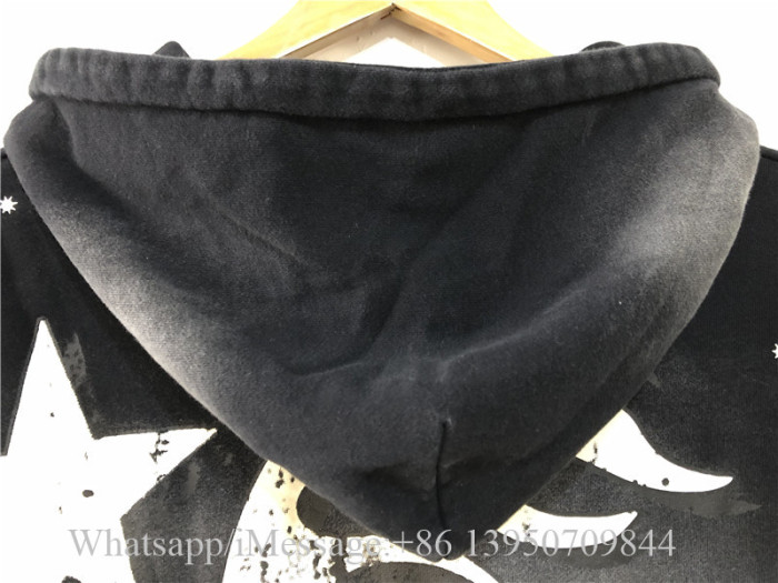 Hellstar Studios Flame Print Hoodie Unisex Street Sweatshirts Vintage Black