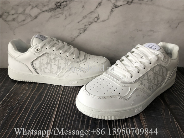 Christian Dior B27 Low Top Sneaker White Smooth Calfskin and Dior Oblique Galaxy Leather