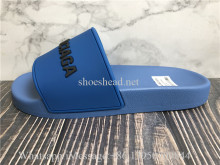 Balenciaga Rubber Logo Pool Slide Sandals Blue