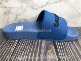 Balenciaga Rubber Logo Pool Slide Sandals Blue