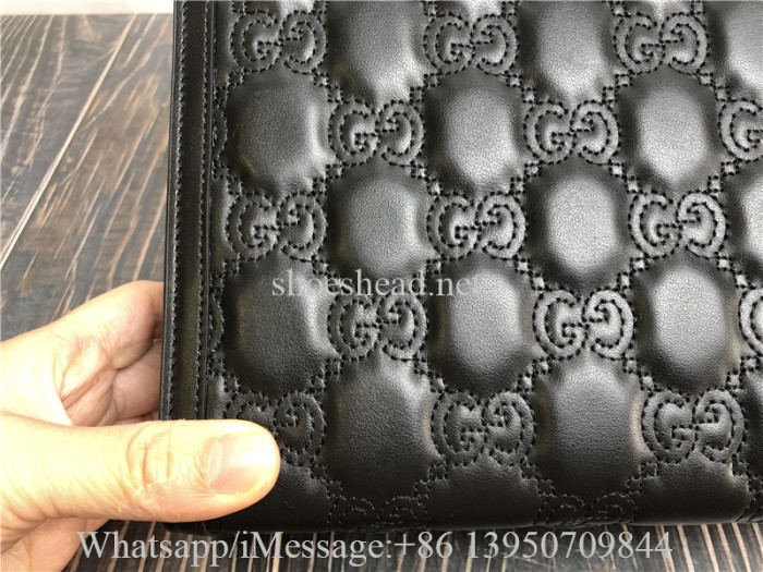 Original Gucci Black GG Matelasse Leather Pouch Bag