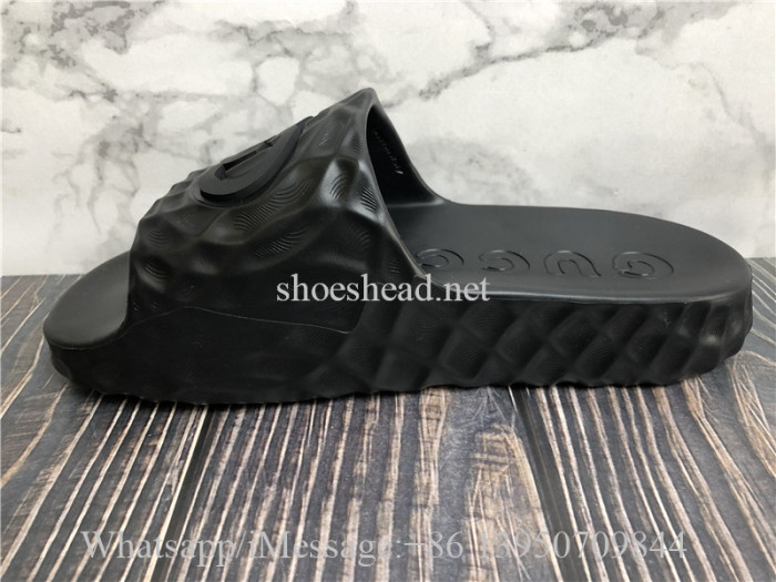 Gucci Interlocking G Slide Sandals Black Rubber