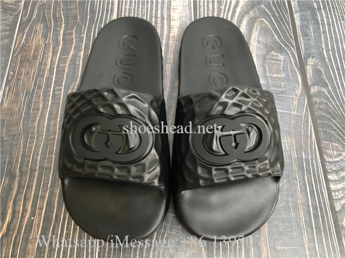 Gucci Interlocking G Slide Sandals Black Rubber