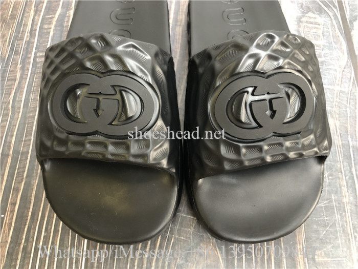 Gucci Interlocking G Slide Sandals Black Rubber