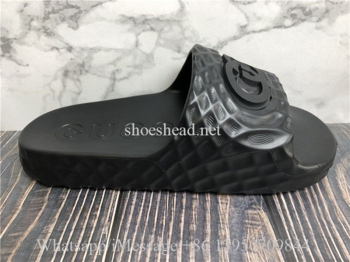 Gucci Interlocking G Slide Sandals Black Rubber