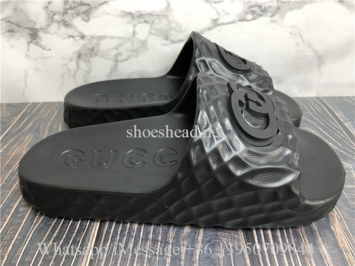 Gucci Interlocking G Slide Sandals Black Rubber