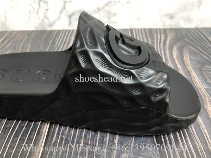 Gucci Interlocking G Slide Sandals Black Rubber