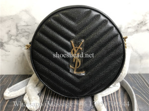Original Saint Laurent YSL Vinyle Round Quilted Leather Camera Bag