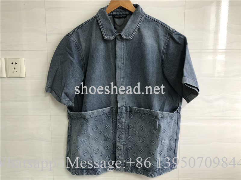 Louis Vuitton Short-Sleeved Denim Workwear Shirt & Carpenter Shorts Blue