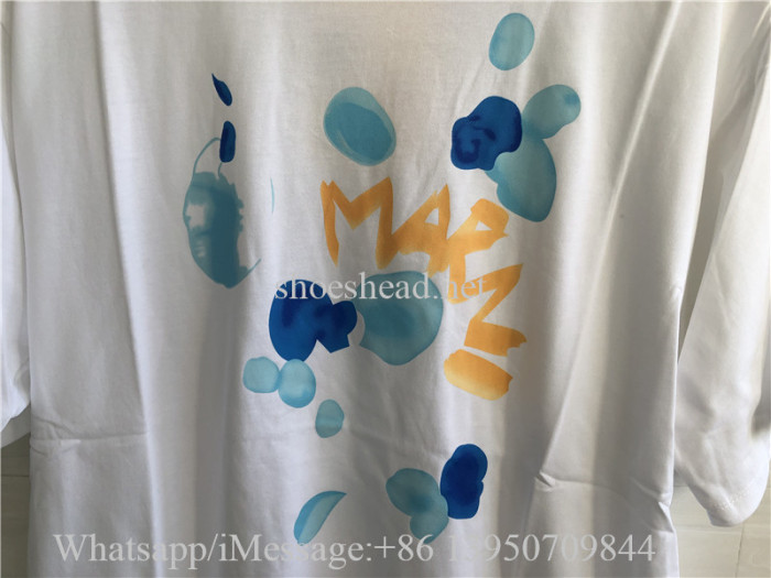 Marni White Organic Cotton T-Shirt With Marni Dripping Print