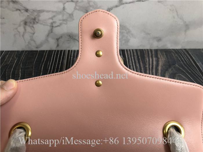 Original Gucci Calfskin Matelasse Small GG Marmont Shoulder Bag Perfect Pink