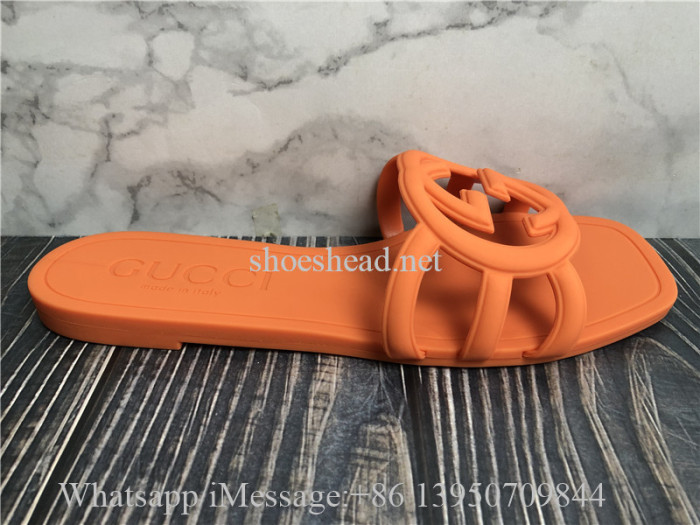 Gucci Interlocking G Slide Sandal Orange Rubber