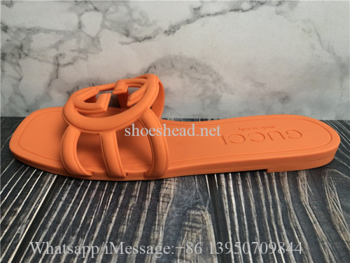 Gucci Interlocking G Slide Sandal Orange Rubber