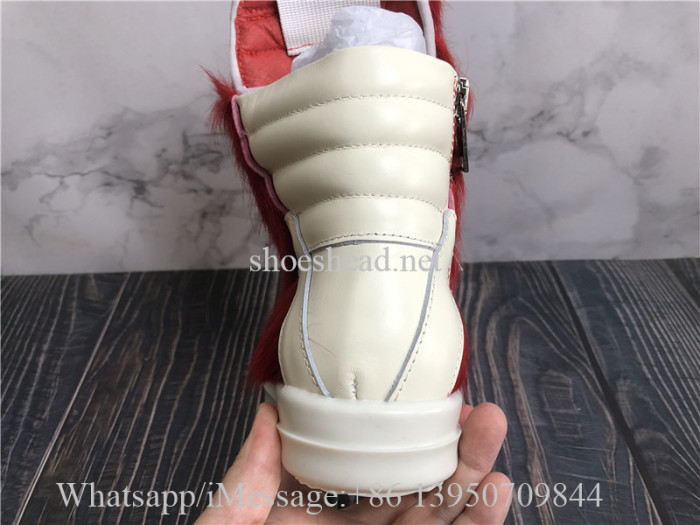 Rick Owens RO High Top Sneakers Red Fur