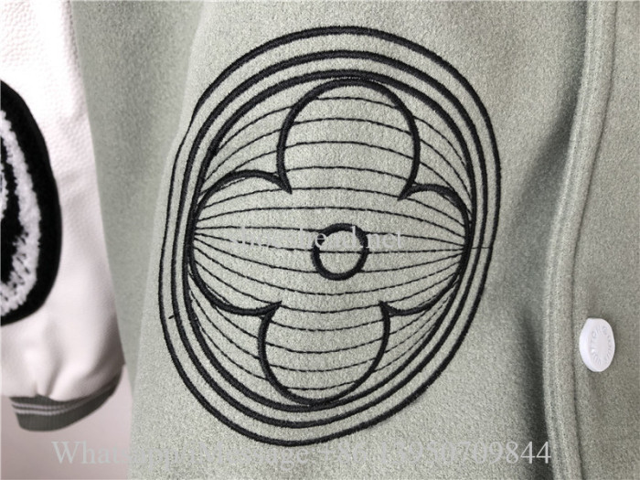 Louis Vuitton Blue Leather And Wool Varsity Jacket