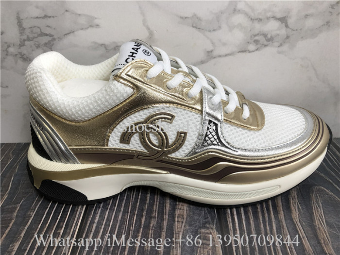 Chanel CC Runner Gold Laminate Sneaker