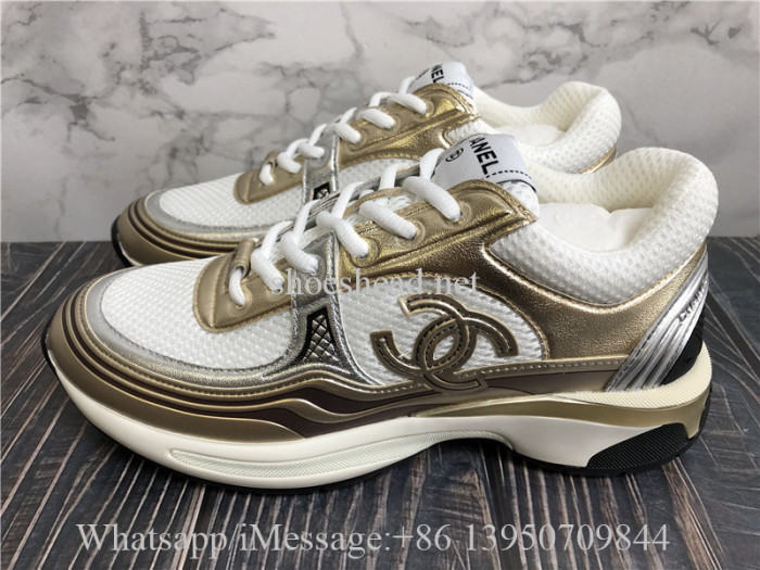 Chanel CC Runner Gold Laminate Sneaker