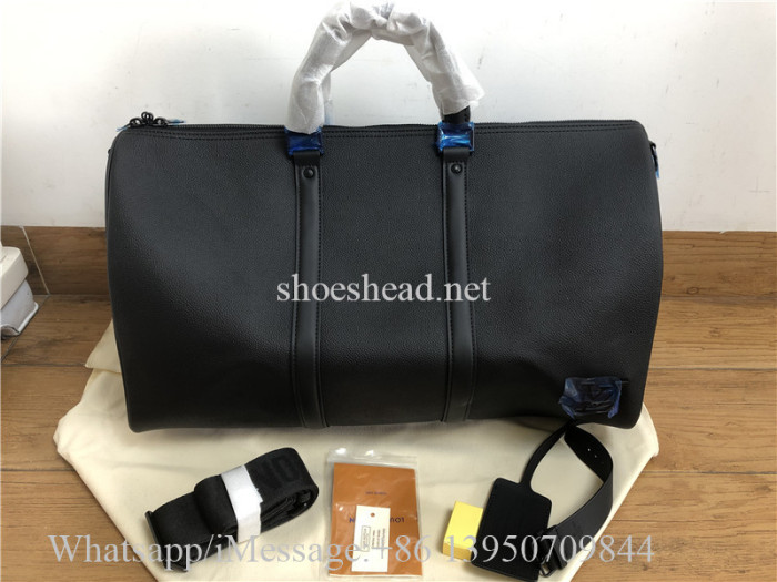 Original Louis Vuitton Keepall Bandouliere 50cm LV Aerogram Black Duffle Bag M21420
