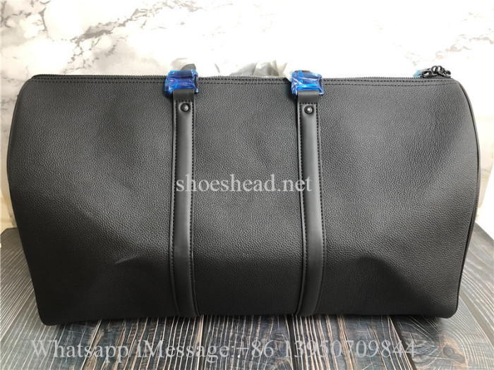 Original Louis Vuitton Keepall Bandouliere 50cm LV Aerogram Black Duffle Bag M21420