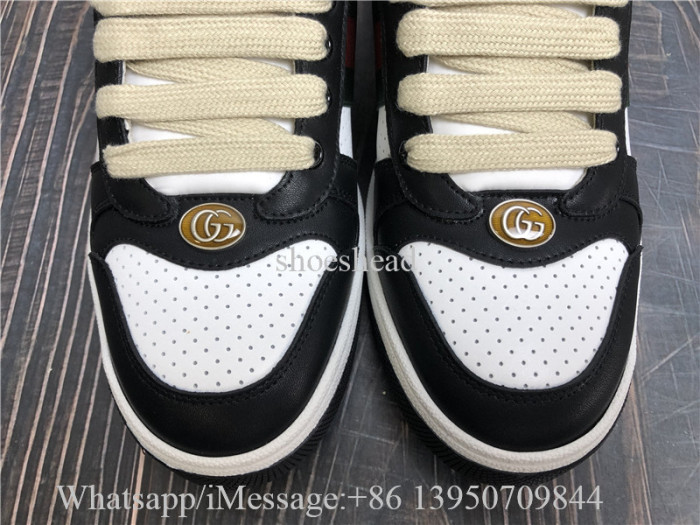 Super Quality Gucci Screener Sneaker In Black And White Leather