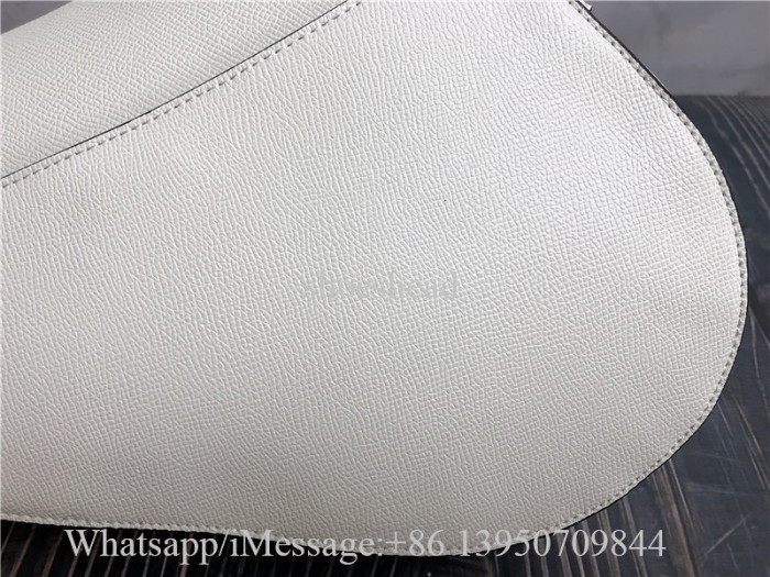 Original Dior Saddle Bag White Taupe Grained Calfskin