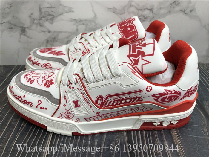 Louis Vuitton Trainer White Red