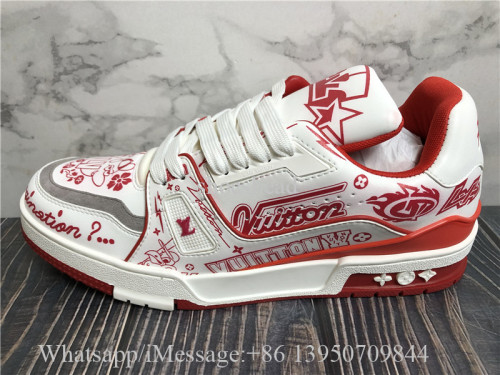Louis Vuitton Trainer White Red
