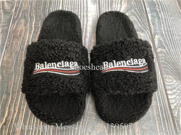 Balenciaga Furry Slide Sandals
