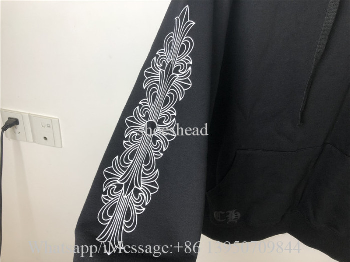 Chrome Hearts Horse Shoe Floral Hoodie Black