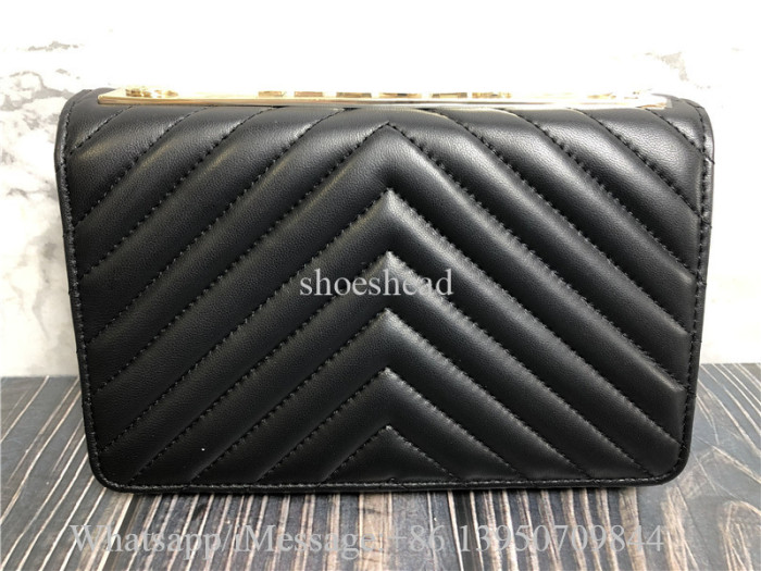 Original Chanel Trendy Wallet On Chain Black Chevron Lambskin With Gold Hardware