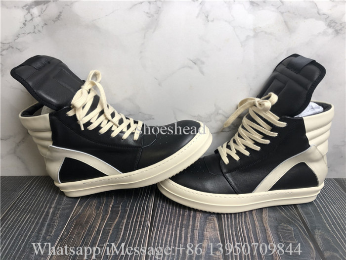 Rick Owens Geobasket Black White High Boots