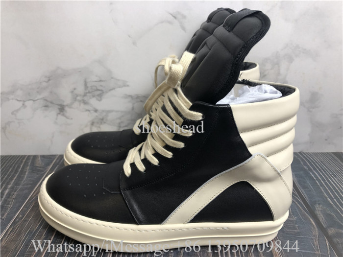 Rick Owens Geobasket Black White High Boots