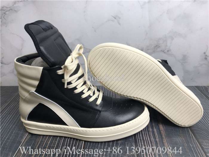 Rick Owens Geobasket Black White High Boots