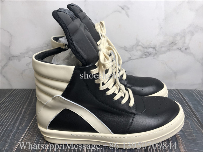 Rick Owens Geobasket Black White High Boots