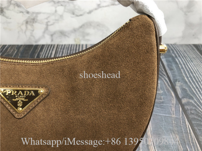 Original Prada Arqué Suede Shoulder Bag