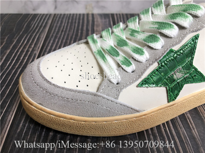 Golden Goose Ball Star LTD In Nappa With Green Crocodile-Print Leather Stard Shoes