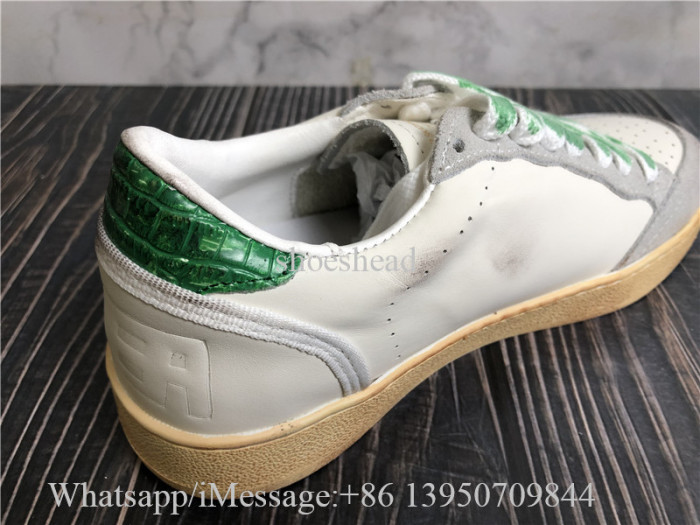Golden Goose Ball Star LTD In Nappa With Green Crocodile-Print Leather Stard Shoes