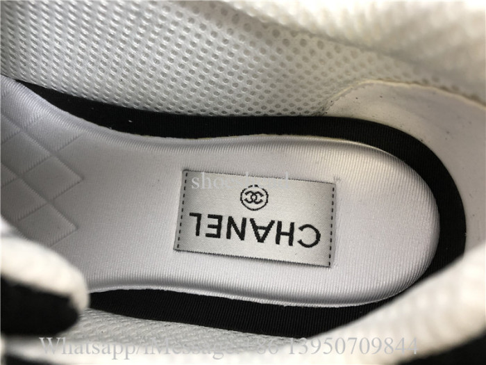 Chanel CC Embossed Logo Black White Suede Sneaker