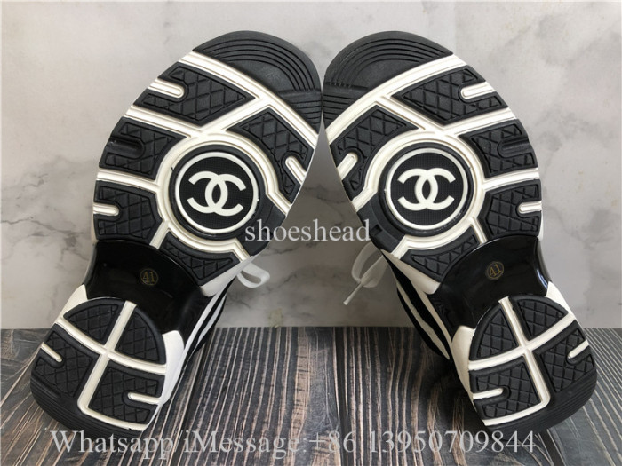 Chanel CC Embossed Logo Black White Suede Sneaker